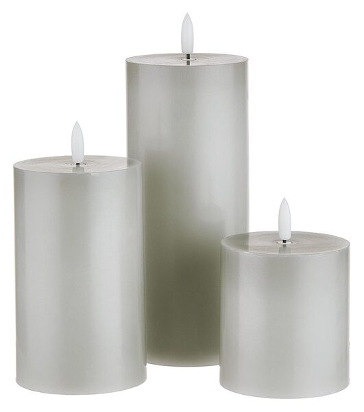 NORDIC LIGHT LED gyertya távirányítóval, szürke 3 darab