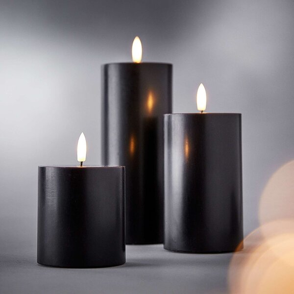 NORDIC LIGHT LED gyertya távirányítóval, fekete 3 darab