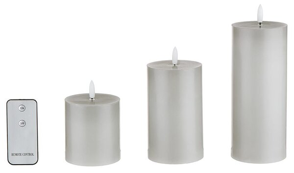 NORDIC LIGHT LED gyertya távirányítóval, szürke 3 darab