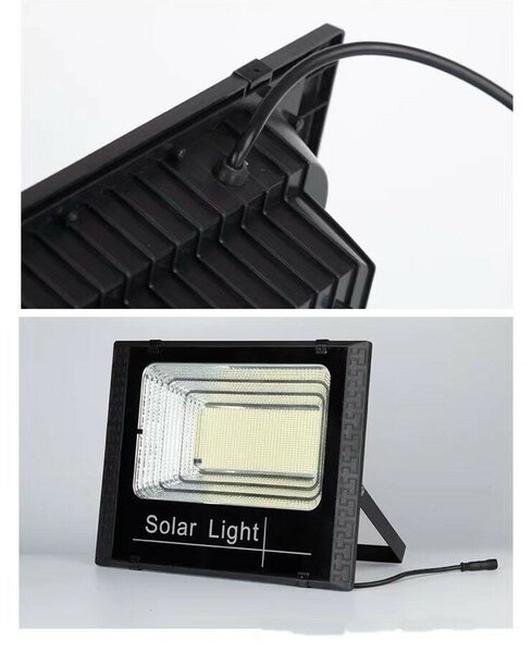 Alista Home 800W SMD LED szoláris töltésű reflektor, napelemmel, távirányítóval, rögzítő tartóval, ABS anyagból, 20AH, 966 LED, színhőmérséklet 6500K, 32x26x9 cm, fekete