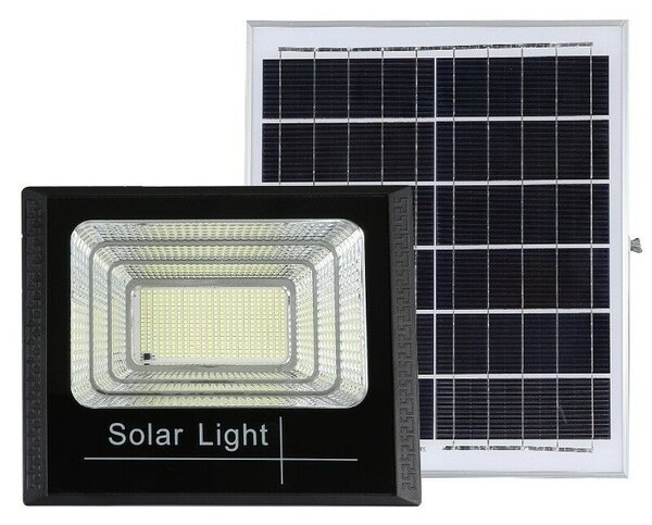 Alista Home 800W SMD LED szoláris töltésű reflektor, napelemmel, távirányítóval, rögzítő tartóval, ABS anyagból, 20AH, 966 LED, színhőmérséklet 6500K, 32x26x9 cm, fekete