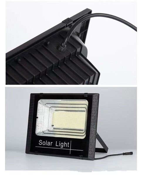 500W SMD LED reflektor Flippy napelemes töltéssel, napelemmel, távirányítóval, rögzítőkonzollal, ABS anyagból, 18AH, 400 LED, színhőmérséklet 6500k, 32x26x9 cm, fekete