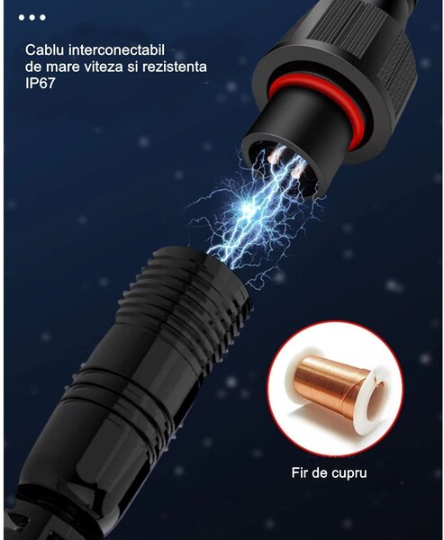 LED reflektor Flippy napelemmel, fényérzékelővel, vízálló, 600 beépített LED, 300W, 37x26,5 cm, IP67, modern dizájn, fekete
