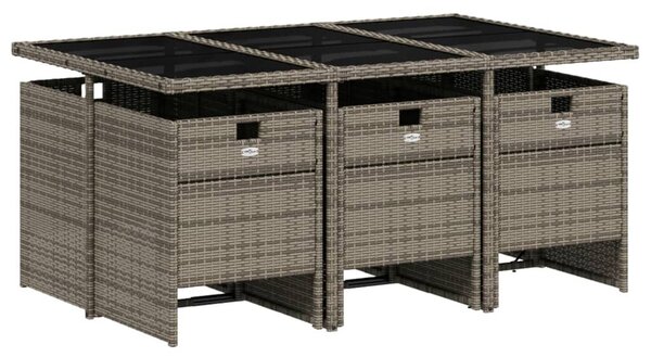 VidaXL 7 db szürke polyrattan kerti étkezőgarnitúra párnákkal