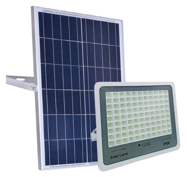 LED reflektor Flippy napelemmel, fényérzékelővel, vízálló, 600 beépített LED, 300W, 37x26,5 cm, IP67, modern dizájn, fekete