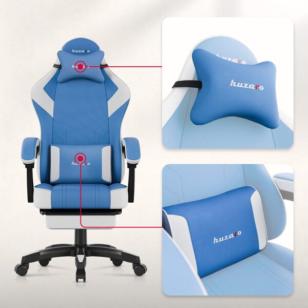 Gamer szék space 3.7 lábtartóval kék
