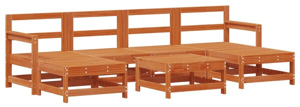 VidaXL Kerti lounge szett 7 pcs Viaszbarna Tömör Fenyőfa