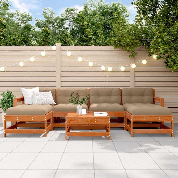 VidaXL Kerti lounge szett 7 pcs Viaszbarna Tömör Fenyőfa