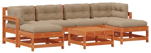 VidaXL Kerti lounge szett 7 pcs Viaszbarna Tömör Fenyőfa