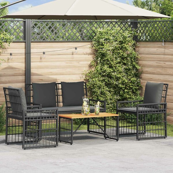 VidaXL Kültéri Bútor Szett 4 pcs Fekete és Sötétszürke