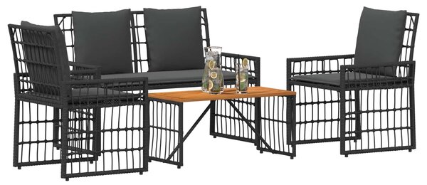 VidaXL Kültéri Bútor Szett 4 pcs Fekete és Sötétszürke