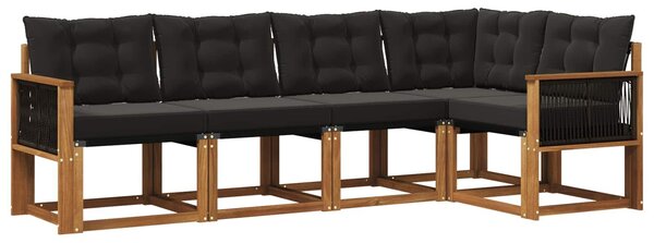 VidaXL Kültéri kanapé szett párnával 5 pcs Természetes és Fekete