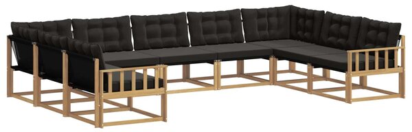 VidaXL Kültéri kanapé szett párnával 9 pcs Fehér és Fekete
