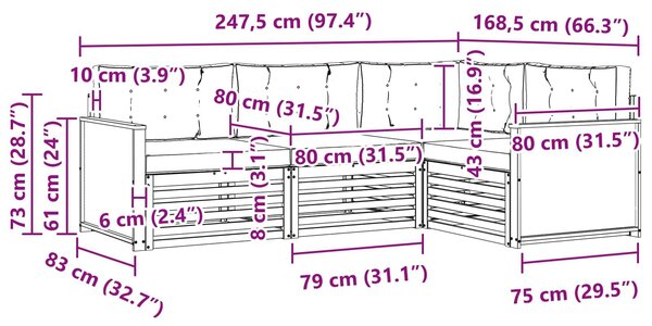 VidaXL Kültéri kanapé szett 4 pcs Természetes és Világosszürke