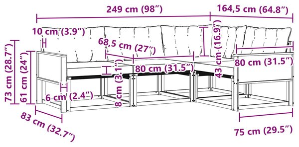 VidaXL Kültéri kanapé szett párnával 4 pcs Természetes és krémszínű