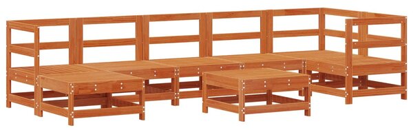 VidaXL Kerti lounge szett 8 pcs Viaszbarna Tömör Fenyőfa