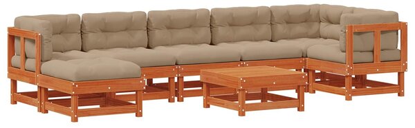 VidaXL Kerti lounge szett ARAKIL 8 pcs Viaszbarna Tömör Fenyőfa