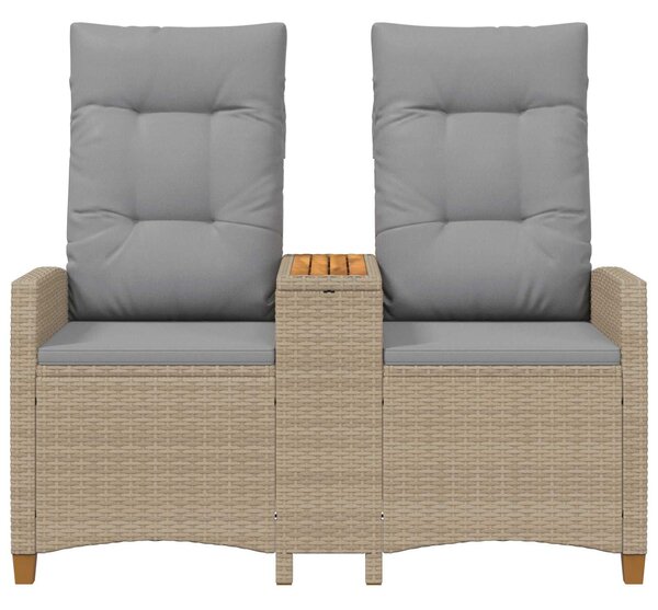 VidaXL Dönthető pad asztallal 2 -Seater 126 x 65 x 112 cm polirattan