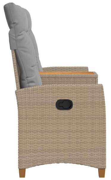 VidaXL Dönthető pad asztallal 2 -Seater 126 x 65 x 112 cm polirattan