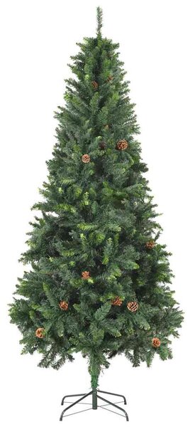 Zöld műfenyő fenyőtobozokkal 210 cm