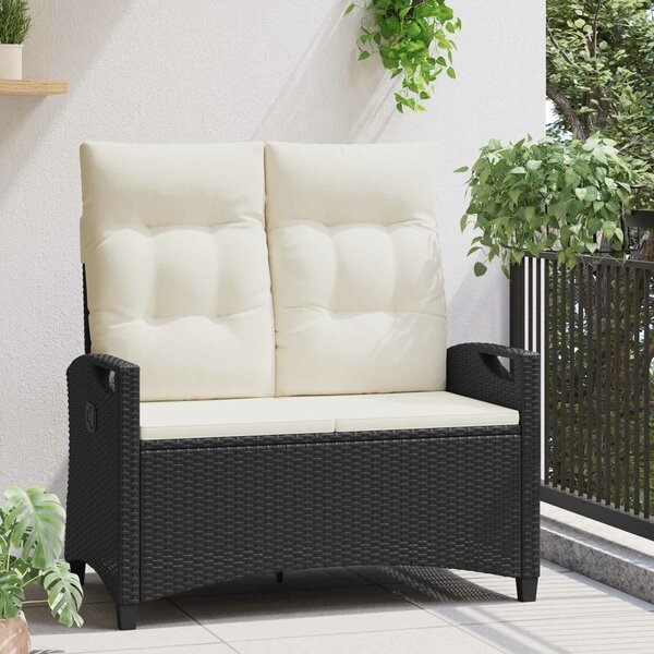 VidaXL Kerti pad Fekete és Krém 105 x 60 x 112 cm Acél és poliészter