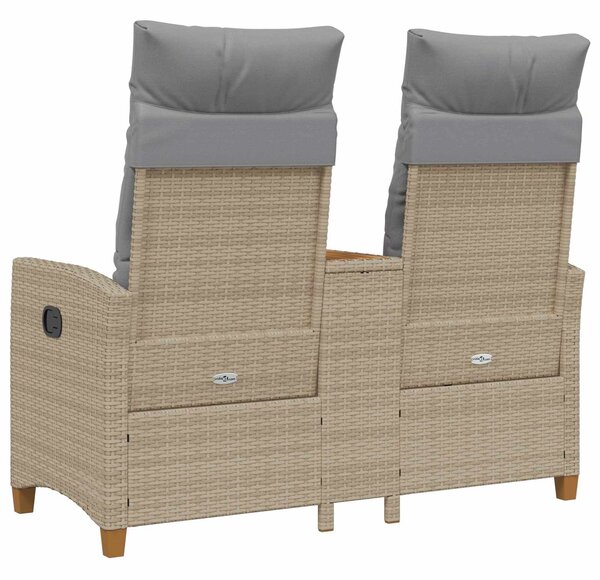 VidaXL Dönthető pad asztallal 2 -Seater 126 x 65 x 112 cm polirattan