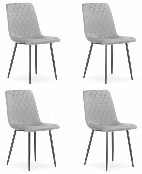 Valora TURIN szék, világos szürke bársony, ergonomikus kialakítás, 4 db