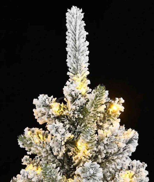 Műkarácsonyfa 150 LED-del és pelyhes hóval 120 cm