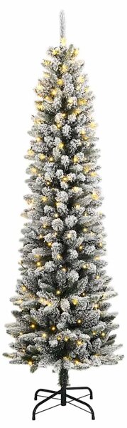 Műkarácsonyfa 150 LED-del és pelyhes hóval 120 cm