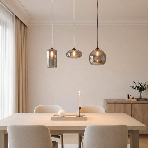 Függőlámpa Lindby, Marla, dimmable, Szürke, Nappali, Fém, Modern
