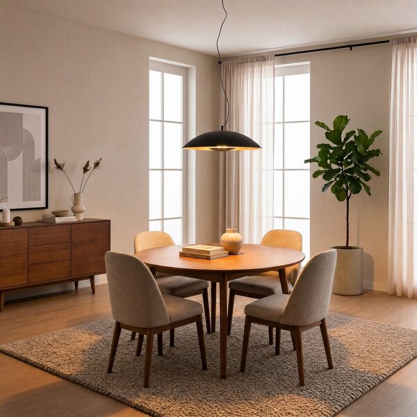 Függőlámpa Lindby, Emilienne, dimmable, Fekete, Nappali, Fém, Modern