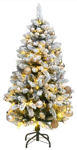 Csuklópántos műkarácsonyfa 150 LED-del és gömbökkel 120 cm