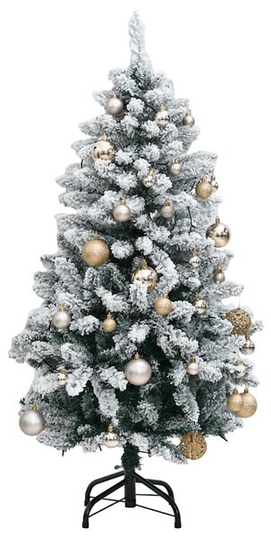 Csuklópántos műkarácsonyfa 150 LED-del és gömbökkel 120 cm
