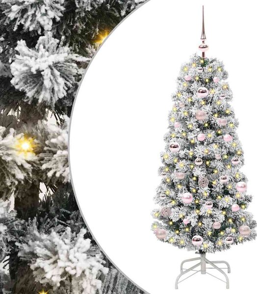 Műanyag Hajtogatós Karácsonyfa 150 LED Zöld és Fehér 120 cm