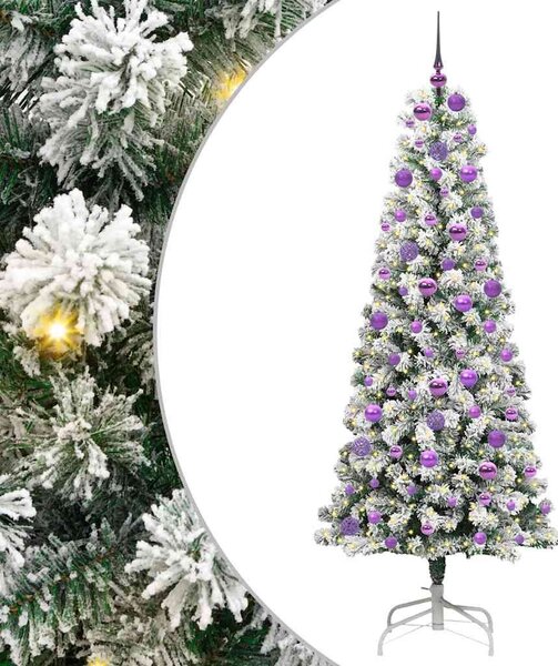 Műanyag Hajtogatós Karácsonyfa 300 LED Zöld és Fehér 180 cm