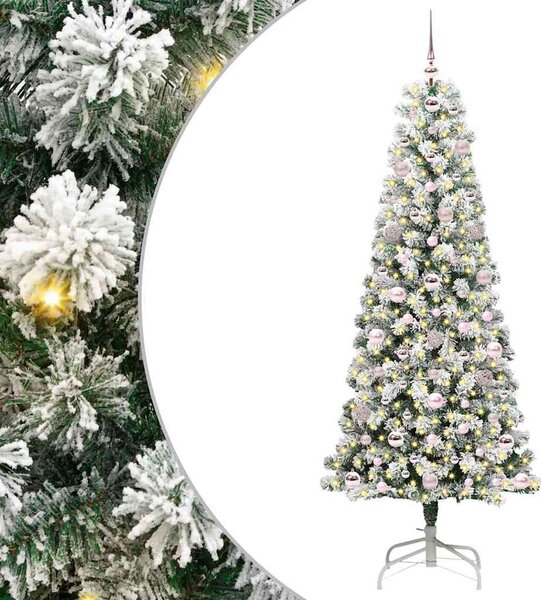 Műanyag Hajtogatós Karácsonyfa 300 LED Zöld és Fehér 180 cm