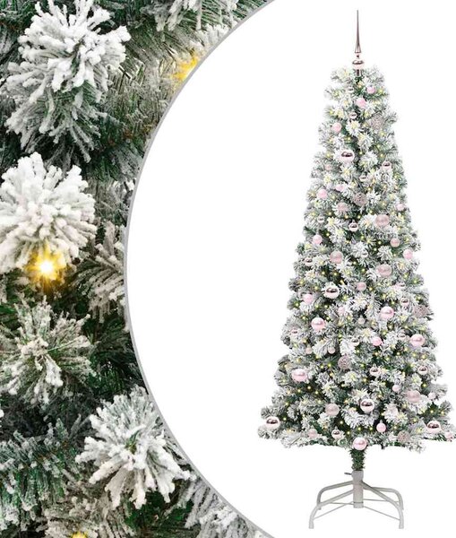Műanyag Hajtogatós Karácsonyfa 300 LED Zöld és Fehér 210 cm