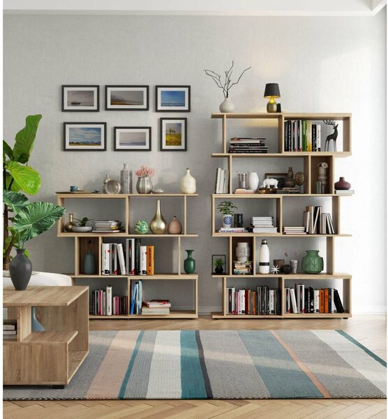 Moduláris polcrendszer 6 tárolópolccal, 16 mm-es laminált forgácslap, 120x28x108 cm, sonoma tölgy