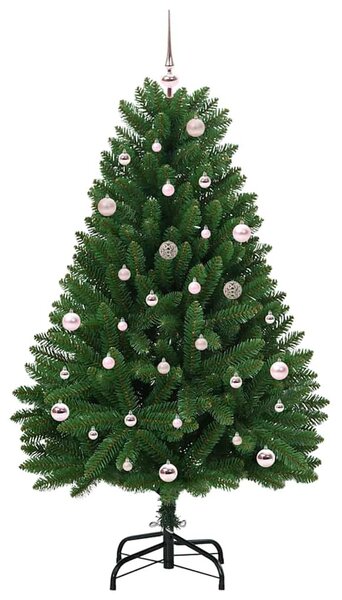 Mű karácsonyfa 150 cm 150 LED Meleg fehér PVC és Acél Zöld