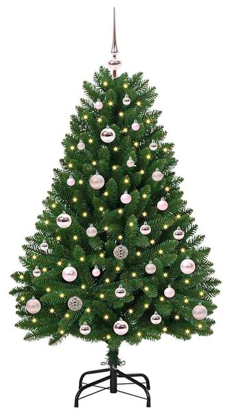 Műkarácsonyfa csúcsdísszel és gömbbel 120 cm 150 LED