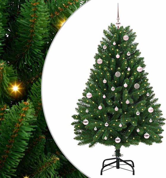 Mű karácsonyfa 150 cm 150 LED Meleg fehér PVC és Acél Zöld