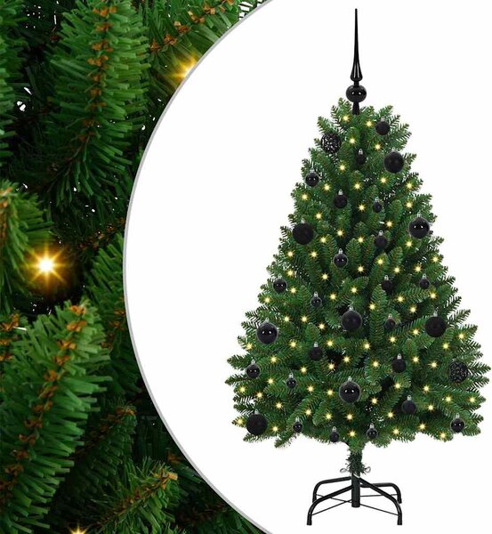 Mű karácsonyfa 120 cm 150 LED Meleg fehér PVC és Acél Zöld