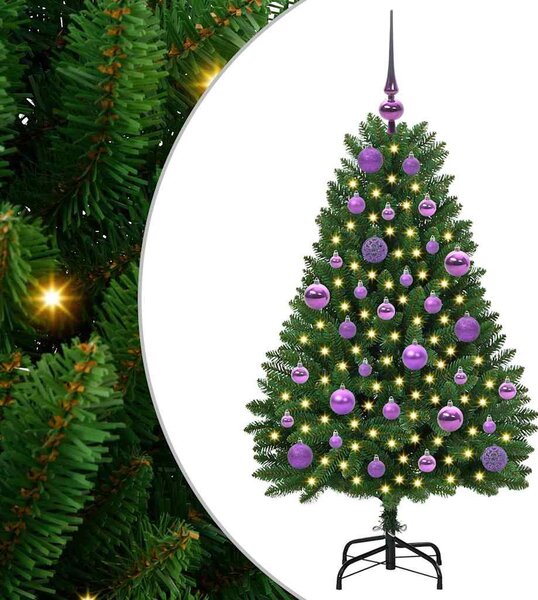 Mű karácsonyfa 120 cm 150 LED Meleg fehér PVC és Acél Zöld