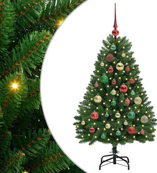Mű karácsonyfa 120 cm 150 LED Meleg fehér PVC és Acél Zöld