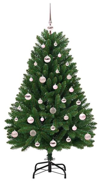 Műkarácsonyfa csúcsdísszel és gömbbel 120 cm 150 LED