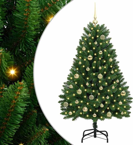 Mű karácsonyfa 150 cm 150 LED Meleg fehér PVC és Acél Zöld