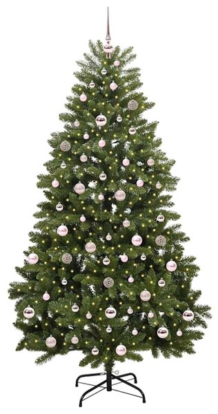 Mű karácsonyfa 210 cm 300 LED Meleg fehér PVC és Acél Zöld