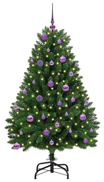 Mű karácsonyfa 150 cm 150 LED Meleg fehér PVC és Acél Zöld
