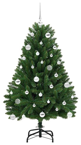Mű karácsonyfa 150 cm 150 LED Meleg fehér PVC és Acél Zöld