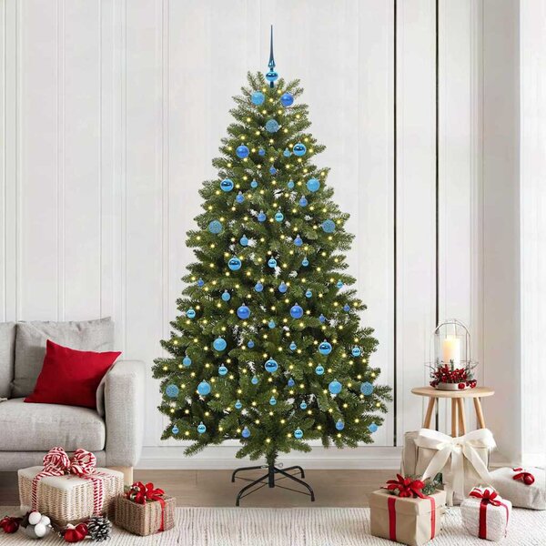 Mű karácsonyfa 210 cm 300 LED Meleg fehér PVC és Acél Zöld
